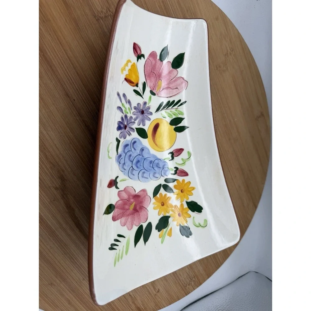 Vintage Stangl Fruit and‎ Flowers Pattern Curved Fruit Dish MCM
